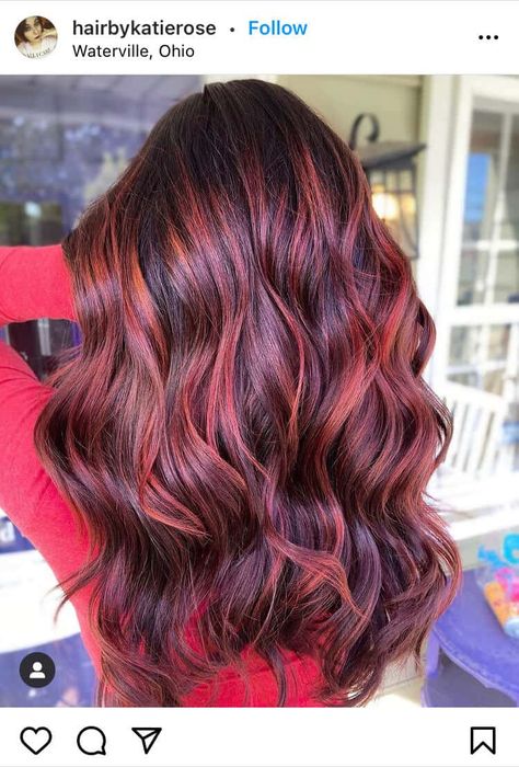 red balayage Copper And Wine Hair, Copper Burnett Hair, Copper And Red Balayage, Dark Red And Copper Hair, Copper Red Hair Color Balayage Brunettes, Copper And Burgundy Hair, Cool Fall Hair Color, Burgundy And Copper Hair, Brunette Balayage Hair Red