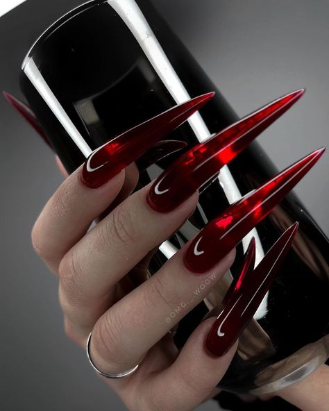 Paznokcie Hello Kitty, Vampire Nails, Sharp Nails, Punk Nails, Gothic Nails, Edgy Nails, Goth Nails, Grunge Nails, Jelly Nails