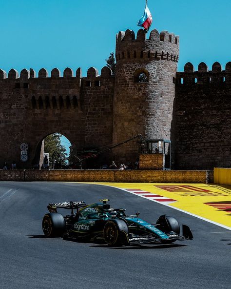 Aston Martin Aramco Cognizant on Instagram: “P6 in Baku! 💚 Points in the bag in Azerbaijan after a great drive from Seb. #AzerbaijanGP #AstonMartinF1 #AstonMartin #FormulaOne #F1…” Azerbaijan Grand Prix, Sebastian Vettel, Formula 1 Car, In The Bag, Azerbaijan, Race Track, Baku, F 1, Tower Bridge