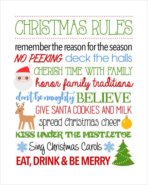 Christmas rules free printable. Easy Christmas Decor. FREE Printable. #ChristmasPrintable #Christmasdecor #FreePrintable Free Printable Christmas Signs, Morale Ideas, Christmas Rules, Santas Village, Xmas Printables, Santa Letters, Party Rules, Scrapbook Template, Work Christmas Party