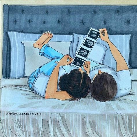 Relatable-Couple-Relationships-Illustrations-Part3-Amanda-Oleander Vom Avea Un Copil, Art Love Couple, Pregnancy Art, Love Cartoon Couple, Baby News, Cute Couple Comics, 카드 디자인, Cute Couple Drawings, Couple Illustration