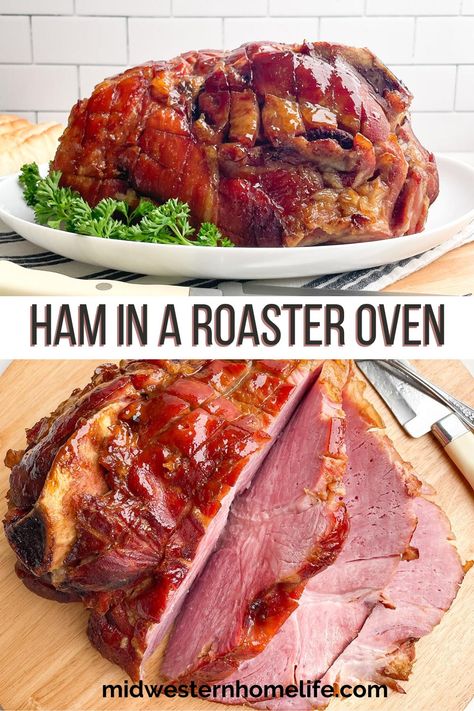 Roasting A Ham In A Roaster, Ham Cooked In Electric Roaster, Ham In An Electric Roaster, Whole Ham In Electric Roaster, Electric Roaster Ham Recipes, Roster Oven Recipes Cooking, Ham Roaster Oven, Baked Ham In Roaster Oven, How To Cook A Ham In A Roaster