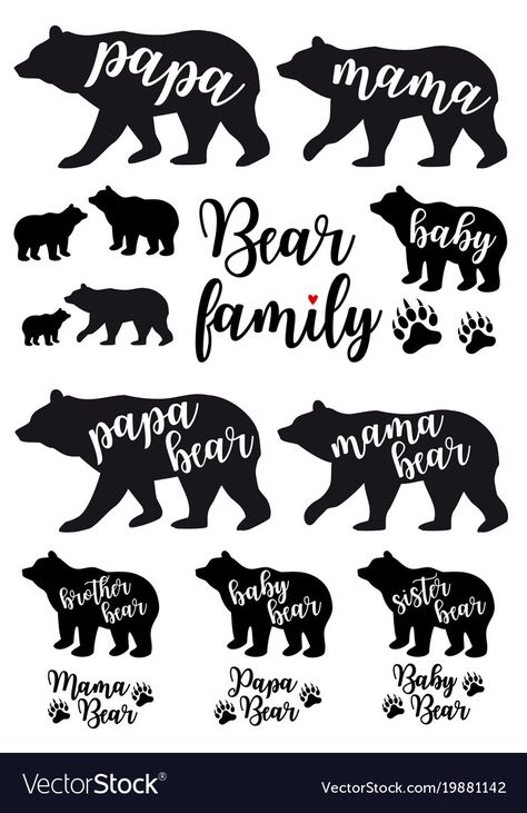 Mama Bear Papa Bear Baby Bear, Bear Template, Sister Bear, Family Decals, Bear Vector, Bear Tattoos, Brother Bear, Bear Silhouette, Bear Family