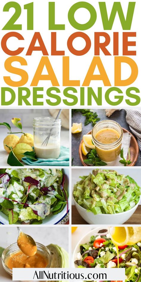 If you’re not a fan of salads, these salad dressing ideas will change your mind! These low calorie recipes are weight loss friendly but also packed with flavor to transform your boring salad recipes to something you will look forward to eating! Healthy Salad Dressing Low Calorie, Salad Ideas Low Calorie, Macro Friendly Salad Dressing, Low Calorie Dressing For Salads, Low Cal Dressing Recipes, Ww Salad Dressing, Low Calorie Cucumber Salad, Salad Dressing Low Calorie, Low Cal Salad Dressing