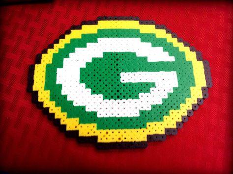 Green Bay Packers logo in Perler Beads by NCSand4th on Etsy, $10.00 Perler Football, Matchstick Art, Plastic Bead Crafts, Green Bay Packers Clothing, Melted Beads, Perler Designs, Packers Logo, Green Bay Packers Logo, Melty Bead Patterns