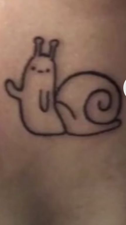 Subtle Adventure Time Tattoo, Snail Tattoo Simple, Worm Tattoo, Silly Tattoos, Skin Doodles, Snail Tattoo, Adventure Time Tattoo, Stick N Poke Tattoo, Poke Tattoo