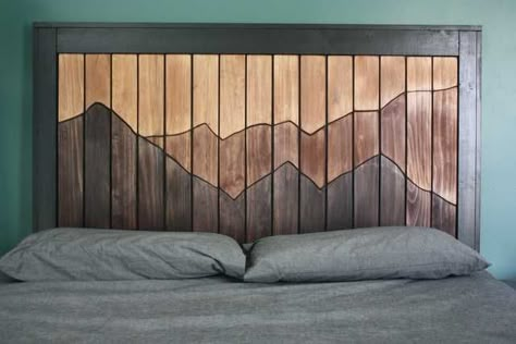 Mountain Range Headboard Build Album - Imgur Mountain Wood Art, Mountain Wood Wall Art, Decor Videos, Wooden Headboard, Reclaimed Wood Wall, Pillow Decor, Pink Interior, Wooden Wall Decor, Diy Bed