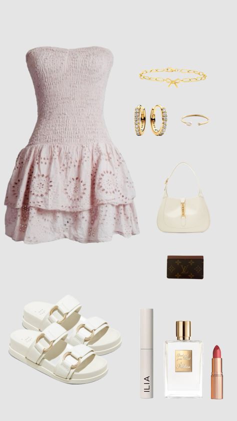 #fyp #pinterest #shufflefyp #cute #cutefit #fitinspo #outfit #outfitinspo #dresses #dressinspo #dinnerfit #vacay #vacationoutfits #summer #pink Summer Vacation Mini Dress With Ruffles, Cute Summer Ruffle Dress For Dress-up, Summer Outfit Inspo Collage, Pink Ruffled Vacation Dress, Summer Outfits Layout, Outfits Layout, Beach Outfit Shuffles, Dinner Fits, Outfits Dress