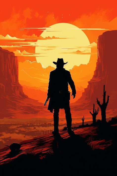 Cowboy Images Western, Fantasy Cowboy Art, Western Fantasy Art, Cowboy Apocalypse, Wild West Wallpaper, Rdr2 Wallpaper, Western Gunslinger Art, Cowboy Wallpaper, Western Punk