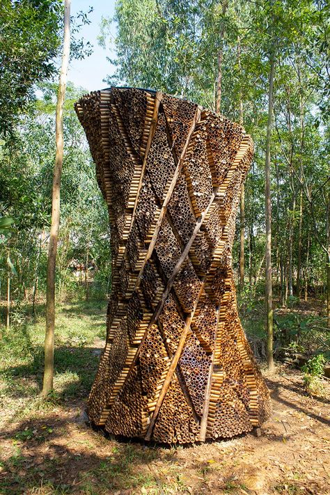 adiabatic urban cooling system by AREP Save Mother Earth, Street Installation, Bamboo Architecture, Bamboo Decor, Cooling Tower, Pedestrian Street, Urban Furniture, Low Tech, Sustainable Architecture