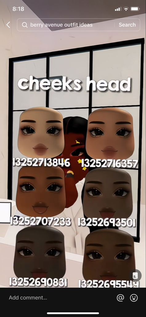 Cheeky Head Code Berry Ave, Roblox Berry Avenue Codes Jacket, Star Patches Code Berry Ave, Cheeks Head Code, Headless Code Roblox Berry Ave, Roblox Face Codes, Fairy Mask, Accessory Codes, Brown Hair Roblox Id