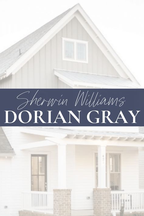 Sherwin Williams Dorian Gray Dorian Gray Sherwin Williams Living Room, Dorian Gray House Exterior, Sherwin Williams White With Gray Undertones, Alabaster And Dorian Gray Exterior, Dorian Gray Siding, Mindful Gray Exterior, Sw Dorian Gray Exterior, Repose Grey Exterior House, Repose Gray Exterior