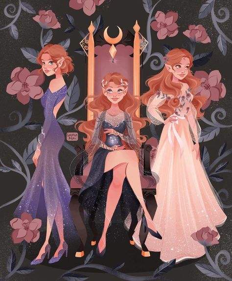 Feyre Nesta And Elain, Nesta And Elain, Six Fanarts Challenge, Archeron Sisters, Six Fanarts, Acotar Art, Charlie Bowater, Elain Archeron, Sara J Maas