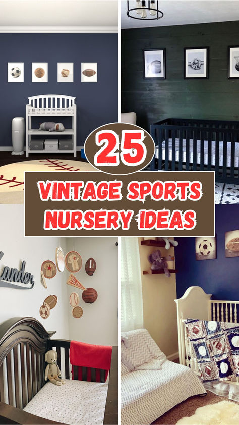 Baby Boy Sports Nursery Room Ideas, Modern Sports Nursery, Sport Nursery Ideas Boy, Sport Bedroom Ideas Boys, Sports Themed Nursery For Boys, Unique Nursery Ideas Colorful, Baby Boy Baseball Nursery, Sports Nursery Ideas, Sport Themed Nursery