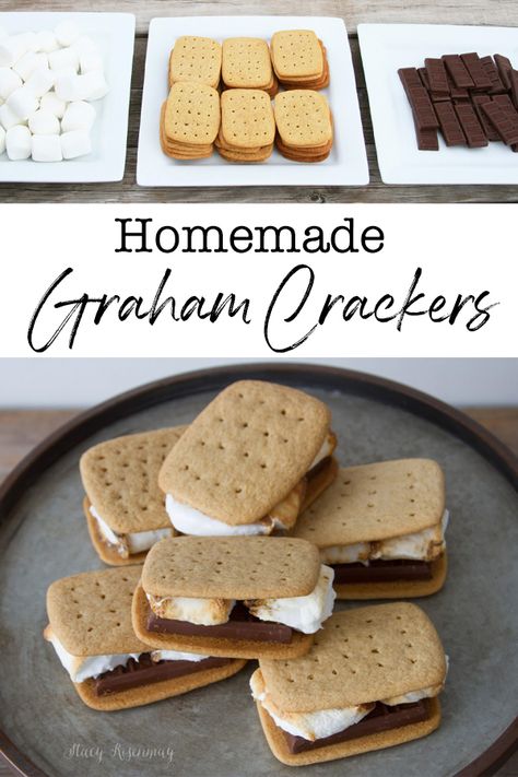 Homemade Graham Crackers for S'mores - Stacy Risenmay Cracker Recipe, Square Cookies, Homemade Graham Crackers, Roasting Marshmallows, Cracker Recipes, Sugar Cookie Dough, Graham Cracker, Holiday Entertaining, How To Make Homemade