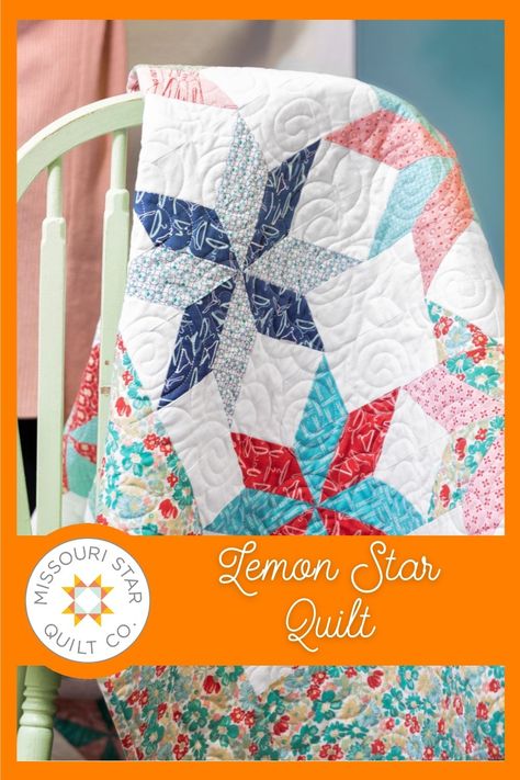 When life gives you lemons, make a quilt! The Lemon Star, also known as the Lemoyne Star or the Puritan Star, is a great quick and easy quilt project to zest up your sewing room! Follow the link below to watch the free quilting tutorial now! #MissouriStarQuiltCo #ColorLoveCitrus #LemonStarQuilt #StarQuilt #Quilt Missouri Star Quilt Pattern, Missouri Quilt Tutorials, Missouri Quilt Company, Lemoyne Star, Easy Quilt Tutorials, Missouri Star Quilt Company Tutorials, Missouri Star Quilt Tutorials, Free Quilt Tutorials, Missouri Quilt