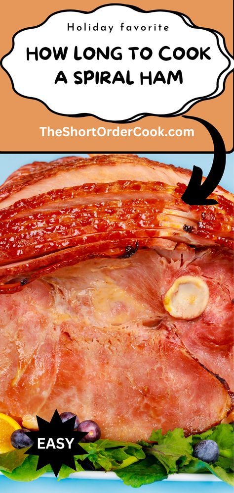 Platter with cooked spiral ham on it. What Temperature To Cook A Ham, Best Spiral Ham Glaze Recipe, How To Heat Spiral Ham In Oven, Best Spiral Ham Recipe Oven, How To Bake A Ham In The Oven Easy Recipes, Pre Cooked Spiral Ham In Oven, Sams Choice Spiral Ham In Oven, Ham Spiral Recipes Oven, Cooking Time For Ham In Oven