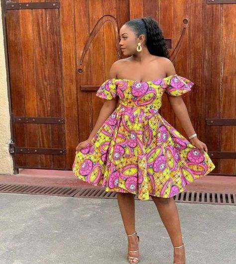 Latest Ankara Gowns: Beautiful Trending Ankara Short Gown StylesLatest Ankara Styles 2020 and Information Guide Chitenge Short Dresses, Latest Ankara Gowns, Beautiful African Dresses, Latest Ankara Short Gown, Short Gown Styles, Ankara Short, Dresses Off Shoulder, Stylish Naija, Ankara Short Gown Styles