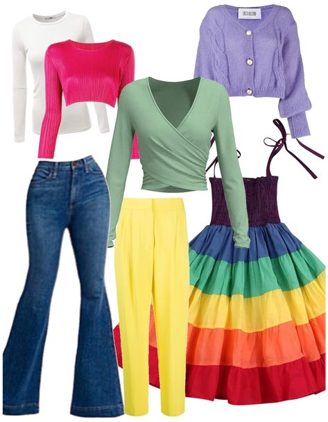 Rainbow Capsule Wardrobe, Capsule Wardrobe Outfit Ideas, Bright Outfit, Colorful Wardrobe, Capsule Wardrobe Outfits, Color Combinations For Clothes, Fashion Capsule Wardrobe, Wardrobe Outfits, Fashion Capsule