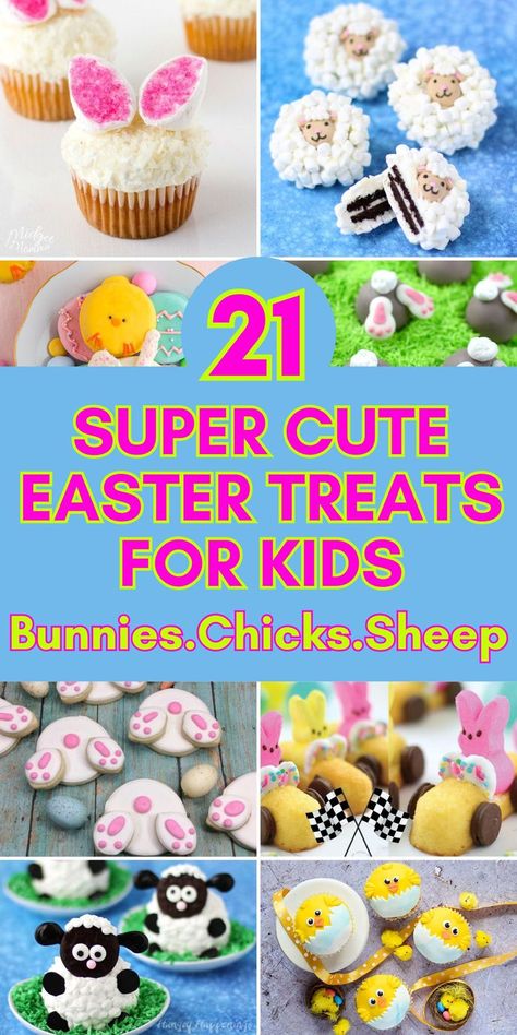 Easter Desserts For Kids, Marshmallow Sheep, Easter Treat Ideas, Easter Bunny Desserts, Easter Treats For Kids, Easter Pretzel, Bunny Desserts, Easter Rice Krispie Treats