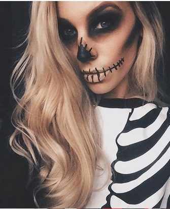 #halloweendecor #halloweencostumes Skeleton Makeup Kids, Halloween Makeup For Women, Halloween Pretty Makeup, Easy Skeleton Makeup, Halloween Makeup Ideas For Women, Pennywise Makeup, Halloween Skeleton Makeup, Mermaid Makeup Halloween, Pretty Halloween Makeup