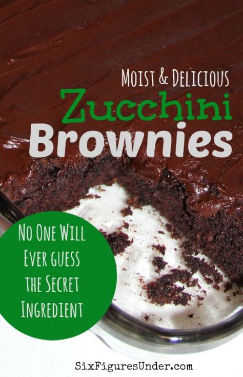 Zucchini lovers and haters alike will love these moist, chocolatey zucchini brownies. The frosting is excellent, but they're delicious without it too! As a bonus, the recipe doesn't have any eggs! Homemade Brownie Mix, Zucchini Brownies, Chocolate Frosting Recipes, Healthy Zucchini, Six Figures, Delicious Brownies, Homemade Brownies, Frosting Recipe, Fudgy Brownies