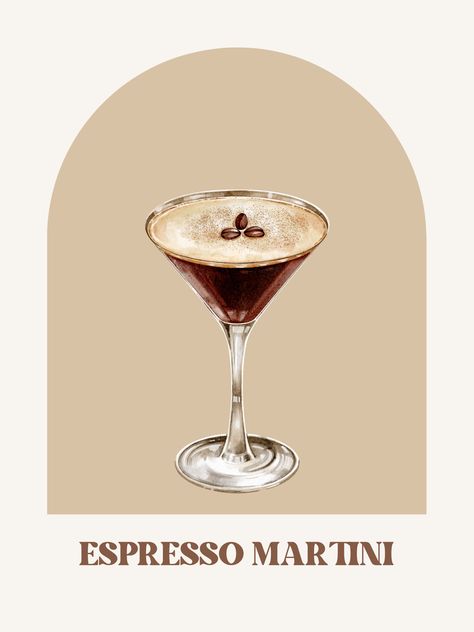 Spice up your bar cart with this minimalist retro Espresso Martini print! For best quality when printing, do not exceed the 18x24 poster size.  Due to the nature of the purchase, there are no refunds. However, if you have any issues receiving your purchase please contact me so I can assist you!  * HOW TO GET YOUR FILES: After checkout you will receive an email from Etsy with your order ready to download, as well as an instant link to download your files right from your checkout page. You can also access your downloadable files at any time through your Etsy purchase page. Esspreso Martini Aesthetic, Espresso Martini Graphic, Espresso Martini Wall Art, Espresso Martini Illustration, Espresso Martini Print, Espresso Martini Drawing, Espresso Martini Painting, Espresso Martini Art, Espresso Martini Bar