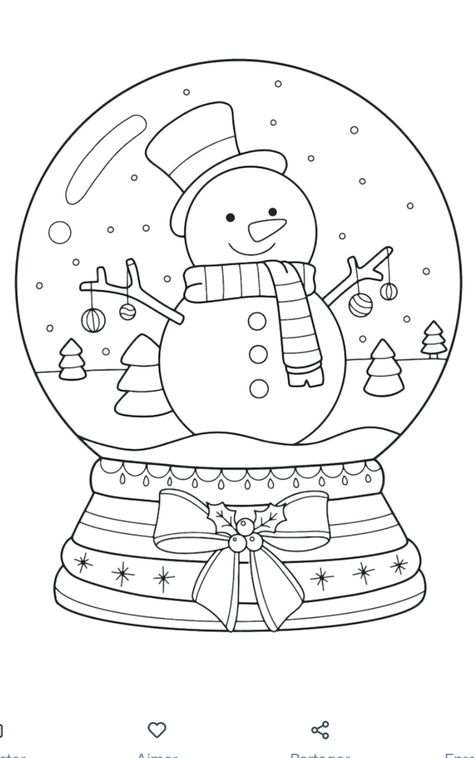 Winter Snowglobe, Snowman Coloring Pages, Christmas Tree Coloring Page, Christmas Coloring Sheets, Printable Christmas Coloring Pages, Christmas Globes, Tree Coloring Page, Christmas Coloring Books, Christmas Snow Globes