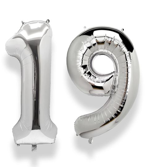 Silver 19 Balloons, 19 Balloons Number, 19 Number Design, 19 Birthday Balloons, 19 Balloons, 19th Birthday Party, Happy Birthday 19, Balloon Numbers, Happy 19th Birthday