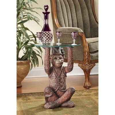 Moroccan Monkey Business Sculptural Side Table: Furniture & Decor Monkey Decor, Sculptural Side Table, Glass Top Side Table, Hand Painted Table, Side Table Design, African Decor, Crushed Stone, Monkey Business, Design Toscano