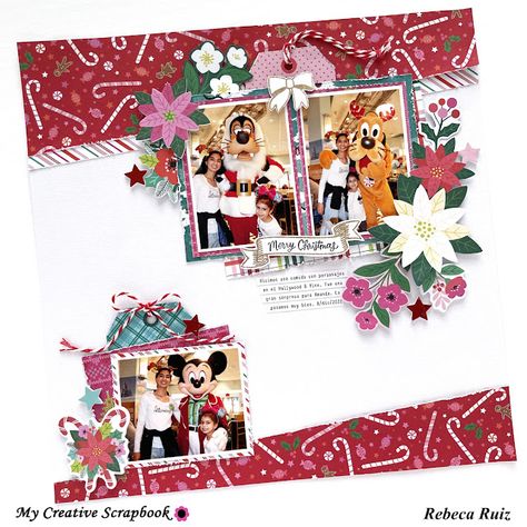 Disney In December, Christmas Scrapbook Ideas, Merry Christmas Phrases, Multi Photo Layouts, Christmas Layout, Winter Scrapbooking, Christmas Scrapbook Pages, Scrapbook Design Layout, Christmas Scrapbook Layouts