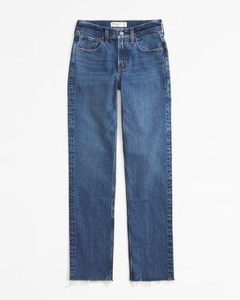 Women's Mid Rise 90s Straight Jean | Women's Bottoms | Abercrombie.com | Abercrombie & Fitch (US) 90s Style Jeans, Women's Bottoms, Neutral Outfit, Vest Fashion, Tops Fall, Mid Rise Jeans, 90s Fashion, Jeans Style, Shirt Outfit