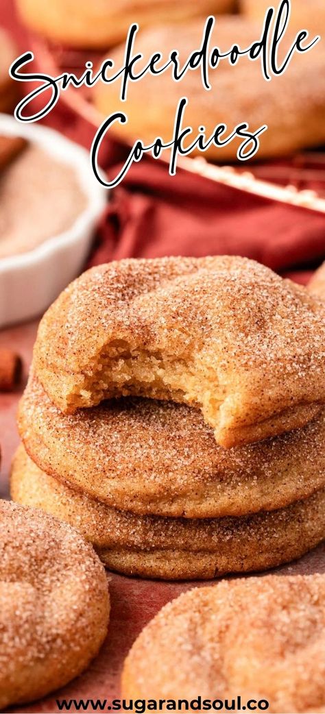 This Snickerdoodle Cookies recipe yields thick and chewy cookies that are sweet, tangy, and coated with cinnamon sugar. Large Snickerdoodle Cookies Recipe, Easy Drop Cookie Recipes, Best Snickerdoodle Cookies Recipe, Pound Cake Cookies, Snickerdoodle Cookie Dough, Snickerdoodle Cookies Recipe, Best Snickerdoodle Cookies, Easy Salad Dressing Recipes, Cookie Board