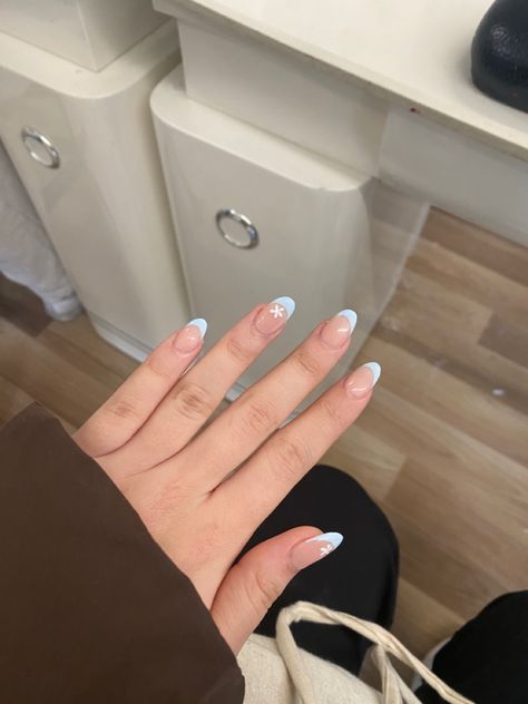 Pale Blue Nails, Blue French Tip Nails, Blue French Tip, Blue French Tips, Blue Tips, Blue French, Tip Nails, French Tip Nails, Blue Nails