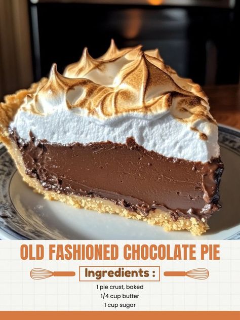 Jennifer recipes Chocolate Pie Recipe Old Fashioned, Old Fashioned Chess Pie Recipe, Applesauce Bars, Easy Chocolate Pie Recipe, Eagle Brand Recipes, Old Fashioned Chocolate Pie, Chocolate Meringue Pie, Strawberry Pretzel Salad Recipe, Chocolate Pie Recipe