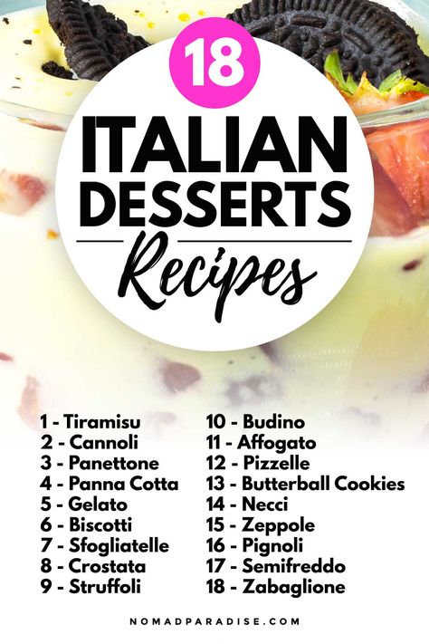 18 Traditional & Popular Italian Desserts with Recipes You Will Love Italian Desserts Recipes, Italian Desserts Traditional, Italian Dinner Party, Italian Cookie Recipes, Italian Bakery, Italian Recipes Dessert, Italian Pastries, Italian Pastry, Italian Cake