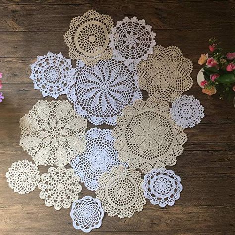 Fabric Covered Canvas, Decorate Wedding, Crocheted Coasters, Runners Table, Wedding Tea Party, Crochet Lace Doily, Table Clothes, Hanging Craft, Wedding Display