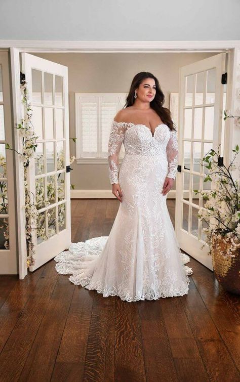 Plus Size Wedding Dresses & Bridal Gowns | Essense of Australia Plus Size Wedding Dresses With Sleeves, Wedding Dresses Sydney, Wedding Dresses Australia, Wedding Dress With Sleeves, Plus Size Wedding Gowns, Essense Of Australia, Fit And Flare Wedding Dress, Dress With Sleeves, Affordable Wedding Dresses