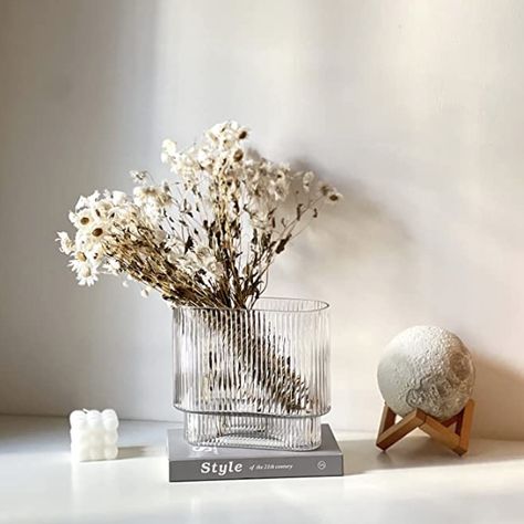 Entryway Mantle, Extra Large Vase, Vase For Living Room, Ribbed Vase, Modern Glass Vases, Living Room Dining Table, Long Stem Flowers, Table Entryway, Fluted Vase