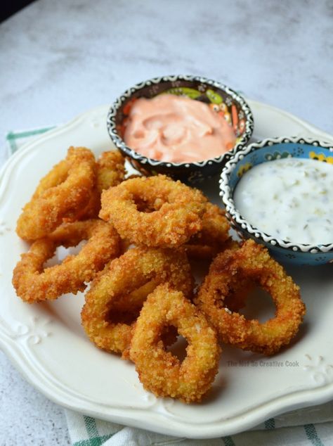 calamares List Of Appetizers, Squid Rings, Cheat Meal, Low Carb Snacks, So Creative, Fried Food, Seafood Dishes, Fish And Seafood, Food Cravings