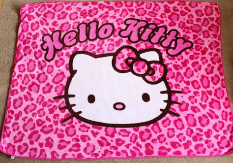 Large Hello Kitty Plush Blanket Throw Hot Pink Leopard Print 48x62" Y2k Blanket, Emo Rooms, Hello Kitty Tapestry, Hello Kitty Leopard, Hot Pink Leopard Print, Pink Canvas Art, Hello Kitty Blanket, Hot Pink Leopard, Painting Stuff