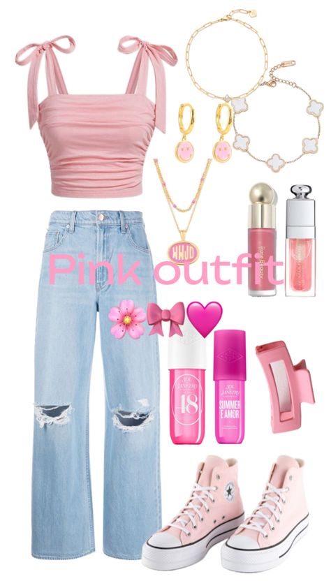 🐷🎀 Outfits With Pink Converse High Tops, Concert Outfit Ideas Pink, Concert Outfit Pink, Vamps Concert, Preppy Outfits For School, 13 Birthday, Nails Outfit, Pink Converse, Cute Dress Outfits