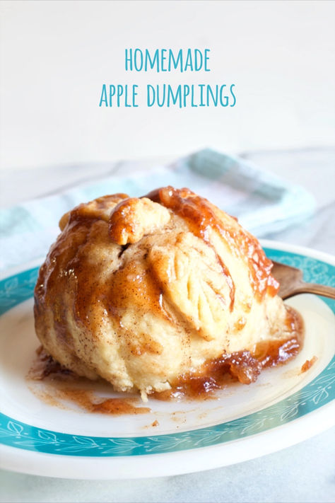 A homemade apple dumpling drizzled with cinnamon glaze. Easy Apple Dumplings, My Country Table, Apple Dumpling Recipe, Get Stuffed, Apple Dumpling, Apple Dumplings, Country Table, Apple Season, Easiest Apples