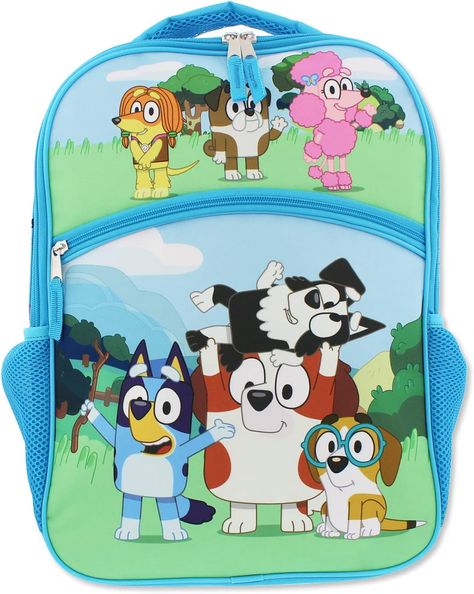 BLUEY BACKPACK – This 16" Bluey backpack is decorated with your kiddo’s favorite Bluey characters and makes any day at preschool or camp more fun! Measures approximately 16" X 12" X 5". Manufacturer suggested minimum age: 3 years +. Lunch School, Bluey Characters, Carry On Book, Backpack With Wheels, Back To School Backpacks, Backpack Lunch Bag, School Backpack, Cool Backpacks, Book Bag