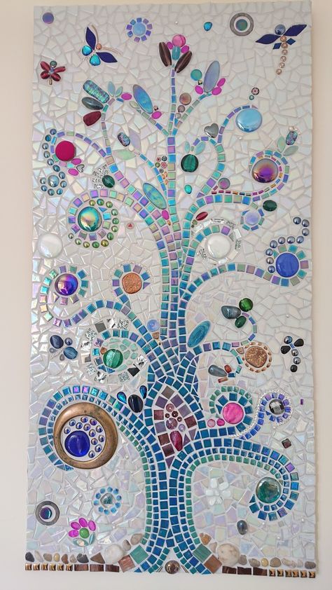 Fairy Mosaic, Abstract Mosaic Art, Faraway Tree, Tile Mosaics, Mosaic Inspiration, Mosaic Garden Art, Bottle Tree, Mosaic Madness, Mosaic Art Projects