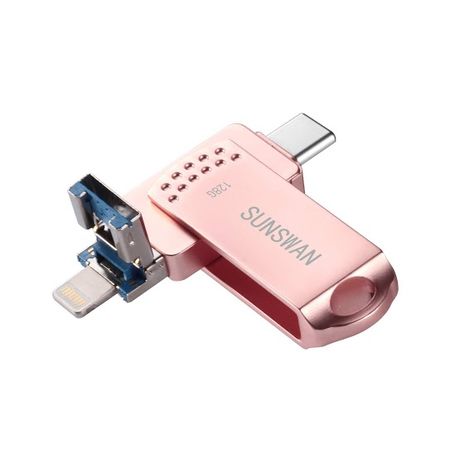 "BLACK FRIDAY 2018" sunswan USB 128GB Flash Drives USB 3.0 Memory Stick 3in1 iPhone Photo Stick External Storage Compatible iPhone 5/6/7/8 Plus iPhone Xs Max iPad iOS MacBook Pro PC Android USB C(Pink128GB-UC) #BlackFriday2018Deals #BlackFriday2018 #BlackFridayDeals2018 Photo Stick, Flash Disk, Ipad Ios, Ios 7, Iphone Photo, Pc Keyboard, Data Loss, Flash Memory, Iphone Photos