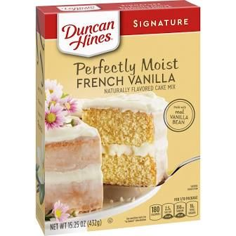 French Vanilla Cake Mix Recipes, Vanilla Cake Mix Recipes, Vanilla Cake Recipes, Duncan Hines Cake, Almond Coffee Cake, Cake Mix Cupcakes, French Vanilla Cake, Cake Mixes, Vanilla Cake Mixes