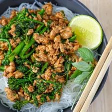 Chicken and Thai basil stir-fry with noodles | Simple Home Edit Basil Stir Fry, Dinner Ideas Simple, Pork Pasta, Sweet Chilli Chicken, Aldi Recipes, Pork Noodles, Vegetable Crisps, Fettuccine Alfredo Recipes, Slow Cooker Breakfast