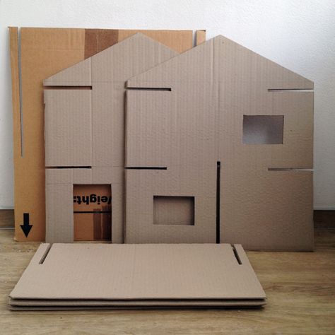 Slotted Cardboard Dinohouse (or Dollhouse) – The Bear & The Fox Folding Doll House, Cardboard Houses For Kids, Cardboard Box Houses, Diy Cardboard Toys, Cardboard Dollhouse, Barbie Diy Accessories, Diy Barbie House, Libros Pop-up, Cardboard Box Crafts