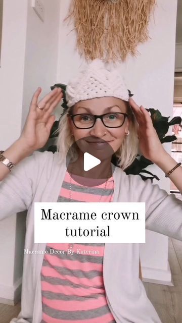 Macrame Decor By Katerina on Instagram: "Wanna see how I make this macrame crown 👑 . . . #macrametutorial #macramepattern #knots #crafter" Macrame Crown, Macrame Decor, Macrame Tutorial, Macrame Patterns, Vines, Macrame, Crown, On Instagram, Instagram